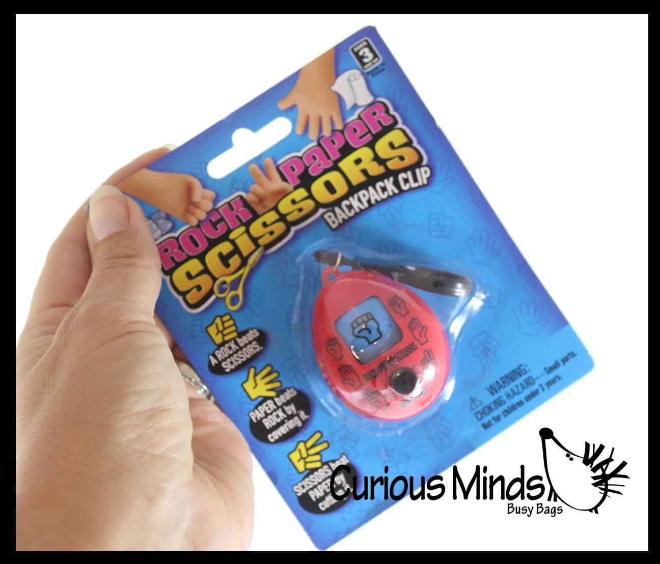 1 Rock, Paper, Scissors, Fidget Toy with Keyring Clip