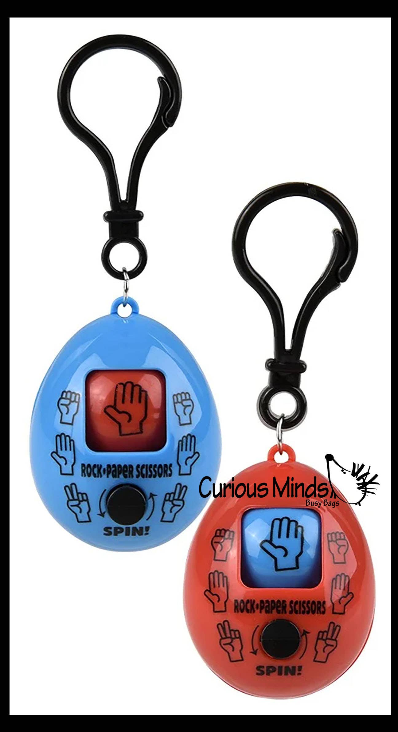 1 Rock, Paper, Scissors, Fidget Toy with Keyring Clip