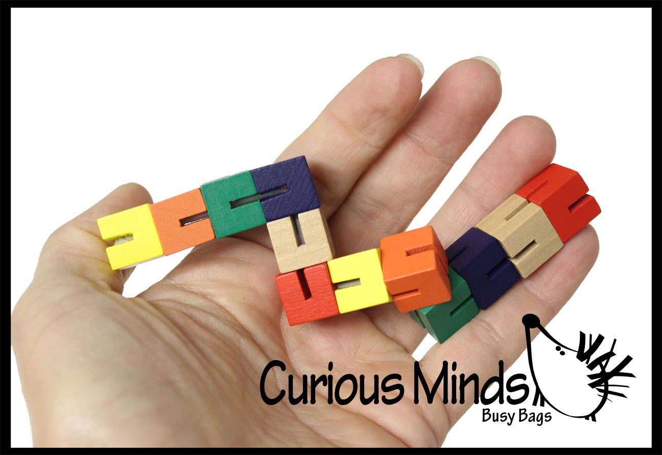 1 Small Bendy Wood Fidget Toy - Flexible Puzzle Fidget with