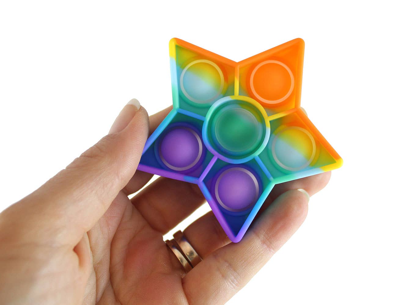 Rainbow Mini 3" Heart and Star Shapes Bubble Pop Fidget Toy: Set of 12 Random Shapes (1 Dozen)