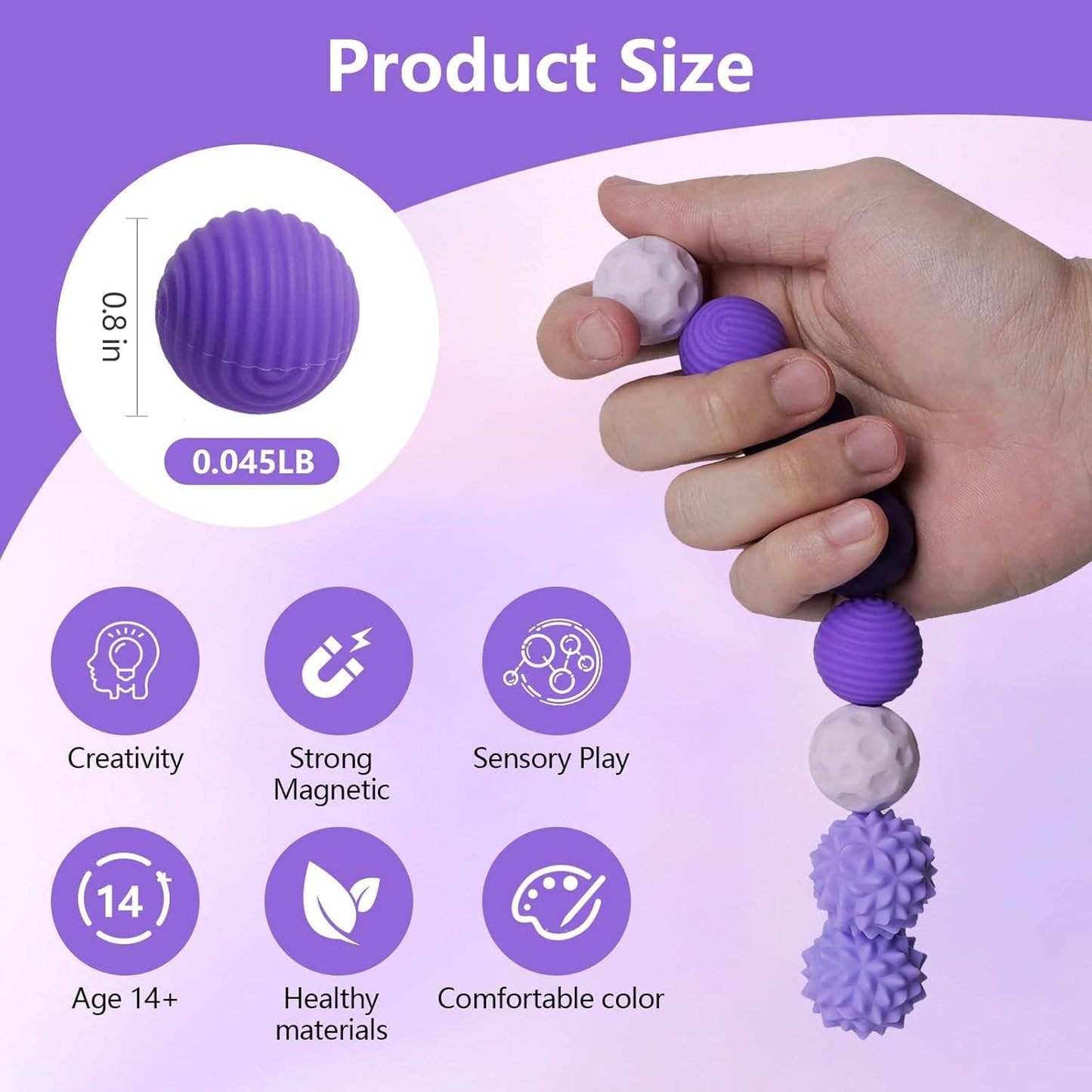 Magnetic Attraction Stress 8 Balls with Silicone Shell: 1 Set(8 Balls + Bag)