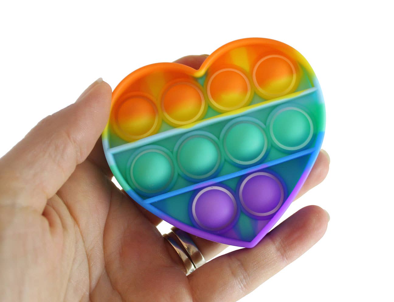 Rainbow Mini 3" Heart and Star Shapes Bubble Pop Fidget Toy: Set of 12 Random Shapes (1 Dozen)