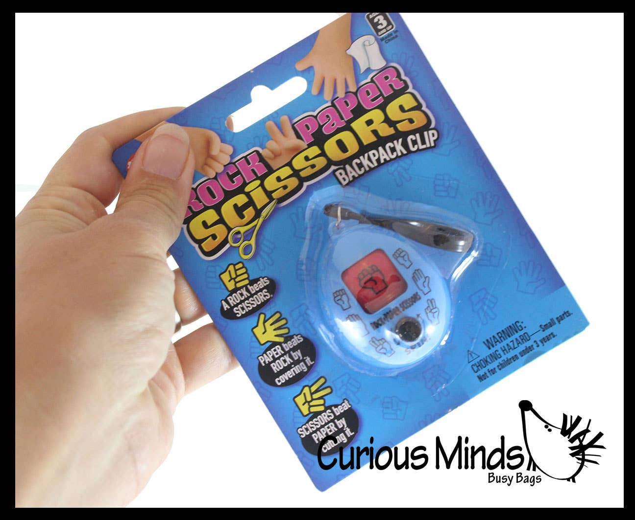 1 Rock, Paper, Scissors, Fidget Toy with Keyring Clip